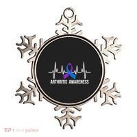 Arthritis Awareness Month Purple And Blue Ribbon Heartbeat Great Gift Ornament thumb 0