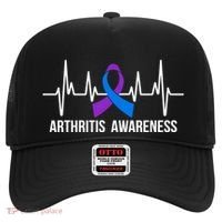 Arthritis Awareness Month Purple And Blue Ribbon Heartbeat Great Gift Hat thumb 0