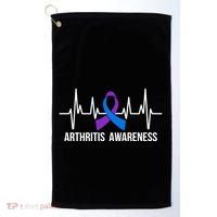 Arthritis Awareness Month Purple And Blue Ribbon Heartbeat Great Gift Golf Towel thumb 0
