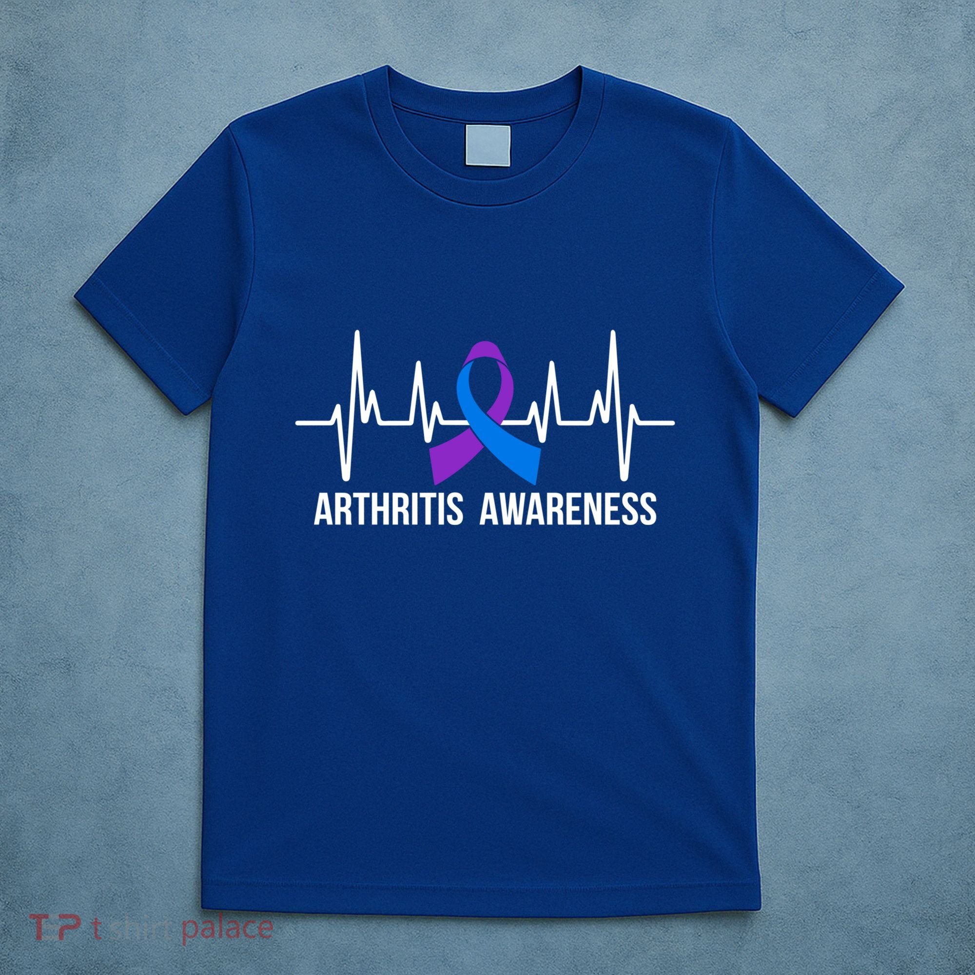 Arthritis Awareness Month Purple And Blue Ribbon Heartbeat Great Gift T-Shirt