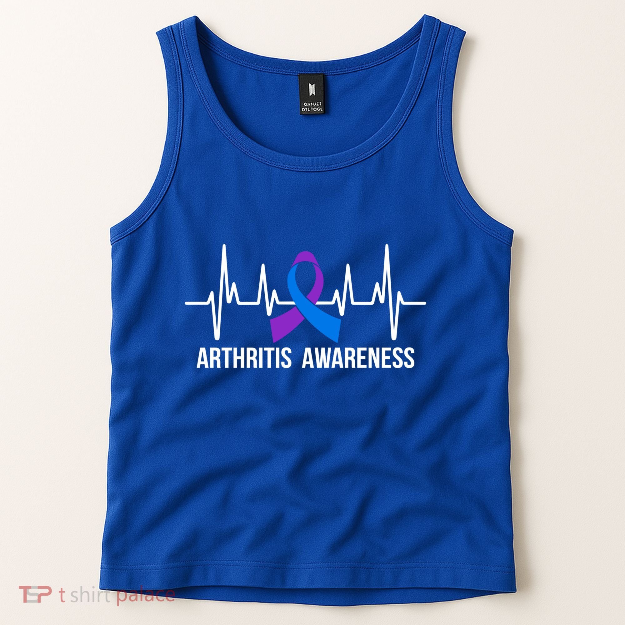 Arthritis Awareness Month Purple And Blue Ribbon Heartbeat Great Gift Tank Top