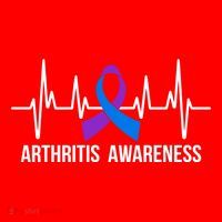 Arthritis Awareness Month Purple And Blue Ribbon Heartbeat Great Gift Santa Hat thumb 1