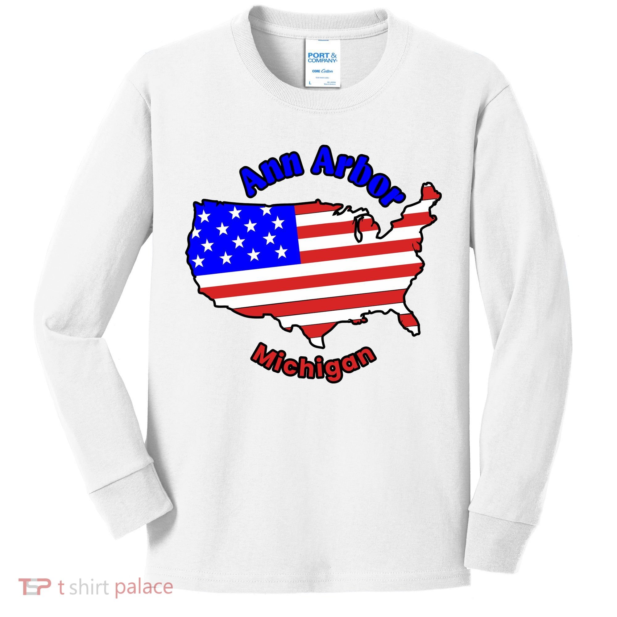 Ann Arbor Michigan Kids Long Sleeve Shirt