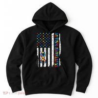 Autism Awareness Mom Dad USA flag Autistic Awareness Autism Hoodie thumb 0