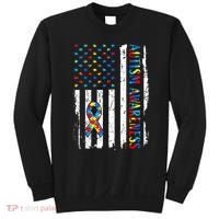 Autism Awareness Mom Dad USA flag Autistic Awareness Autism Sweatshirt thumb 0