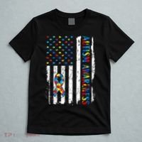Autism Awareness Mom Dad USA flag Autistic Awareness Autism T-Shirt thumb 5