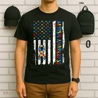Autism Awareness Mom Dad USA flag Autistic Awareness Autism T-Shirt thumb 6