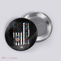 Autism Awareness Mom Dad USA flag Autistic Awareness Autism Button thumb 0