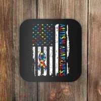 Autism Awareness Mom Dad USA flag Autistic Awareness Autism Coaster thumb 0