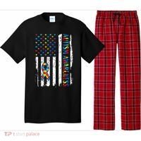 Autism Awareness Mom Dad USA flag Autistic Awareness Autism Pajama Set thumb 0