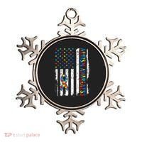 Autism Awareness Mom Dad USA flag Autistic Awareness Autism Ornament thumb 0