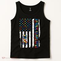 Autism Awareness Mom Dad USA flag Autistic Awareness Autism Tank Top thumb 2