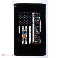 Autism Awareness Mom Dad USA flag Autistic Awareness Autism Golf Towel thumb 0