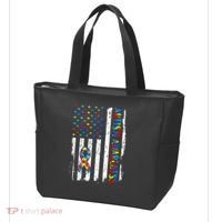 Autism Awareness Mom Dad USA flag Autistic Awareness Autism Tote Bag thumb 3