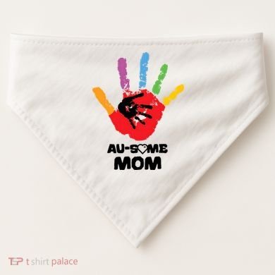Awesome Autism Mom Ausome Hand USA-Made Doggie Bandana