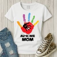 Awesome Autism Mom Ausome Hand Women's T-Shirt thumb 3