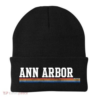 Ann Arbor Michigan Retro Logo Beanie