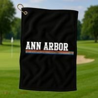 Ann Arbor Michigan Retro Logo Golf Towel thumb 1
