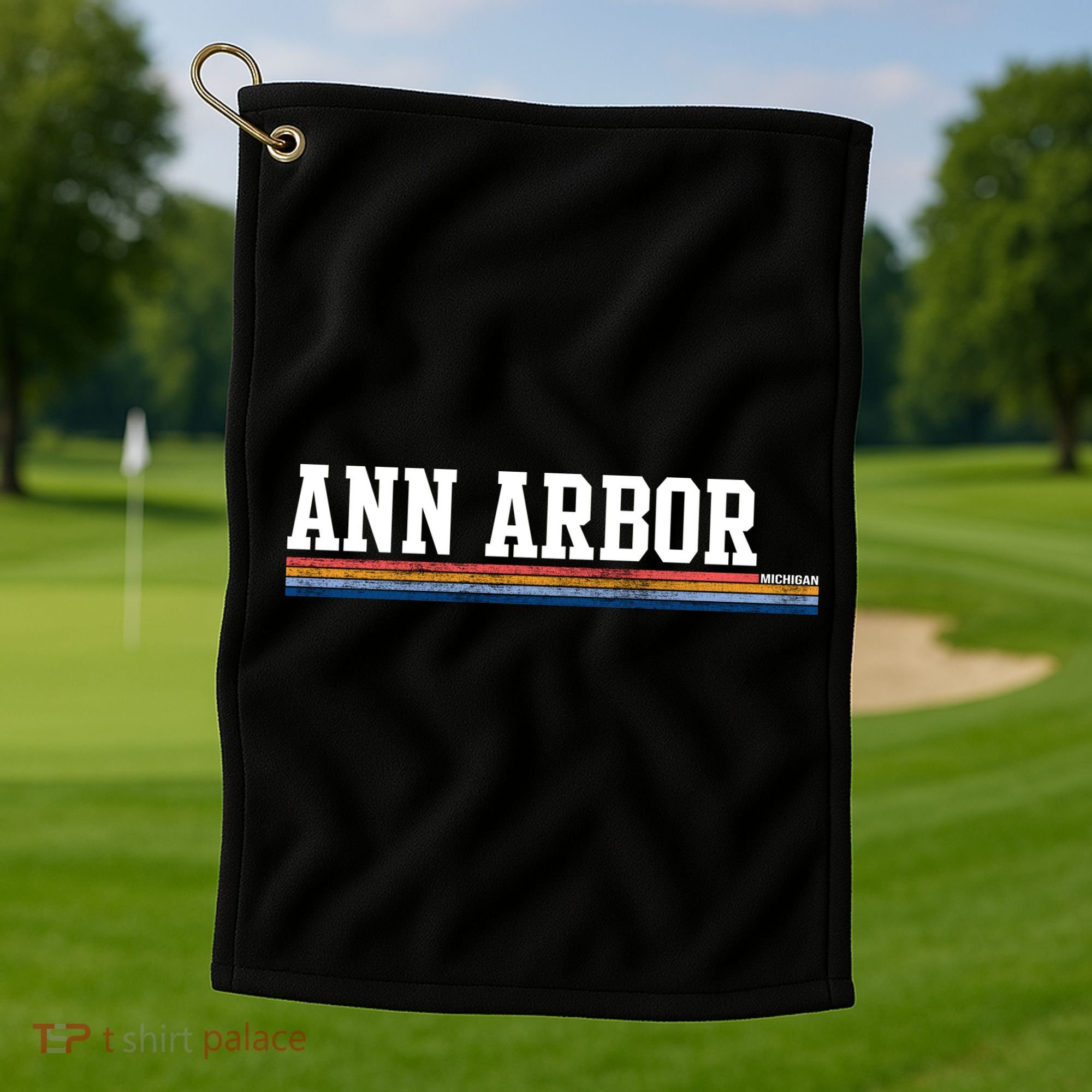 Ann Arbor Michigan Retro Logo Golf Towel