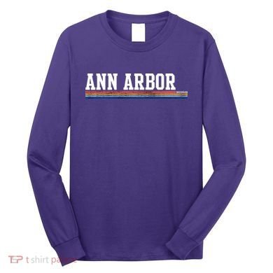 Ann Arbor Michigan Retro Logo Long Sleeve Shirt