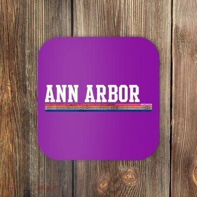 Ann Arbor Michigan Retro Logo Coaster
