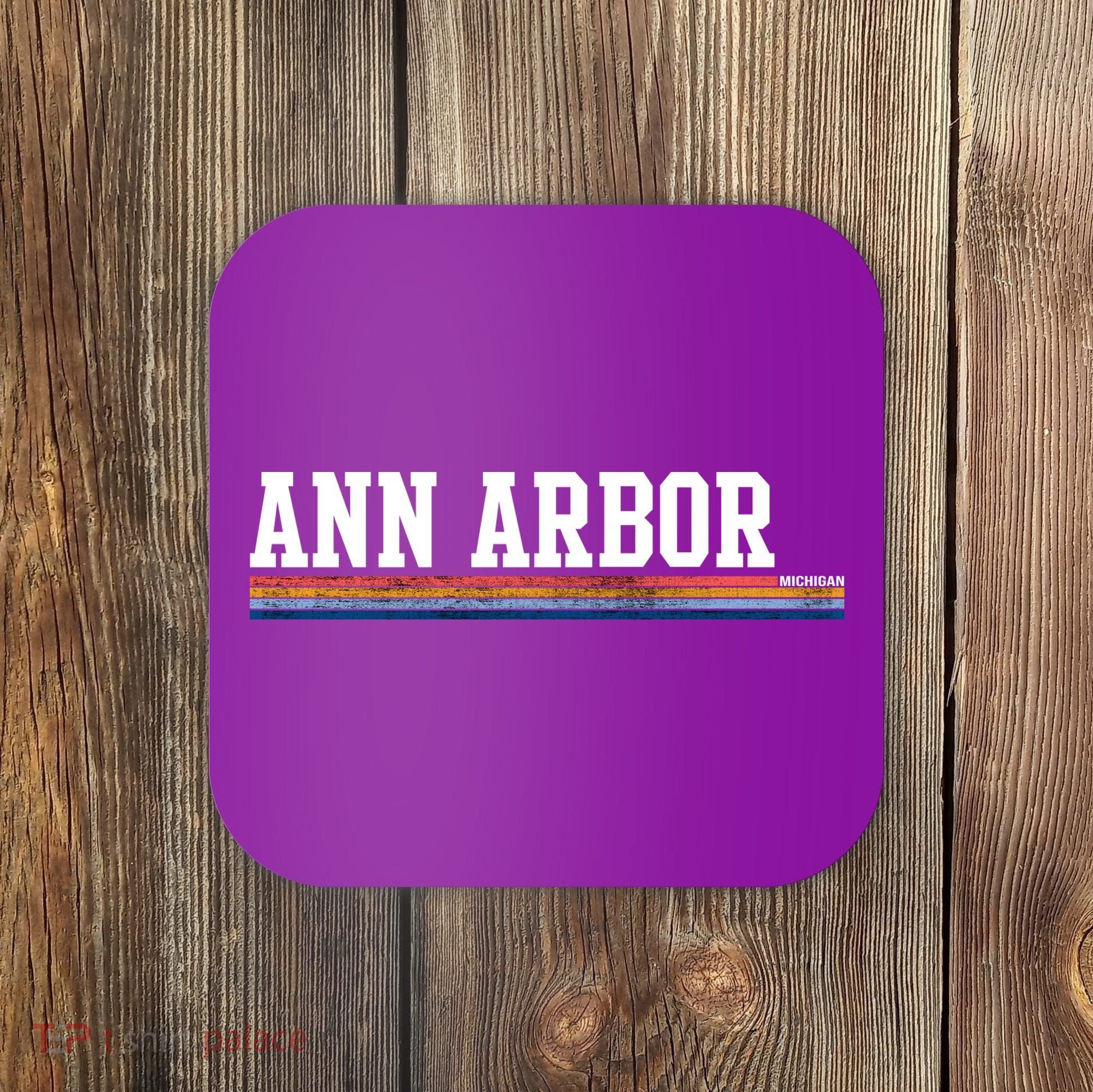 Ann Arbor Michigan Retro Logo Coaster