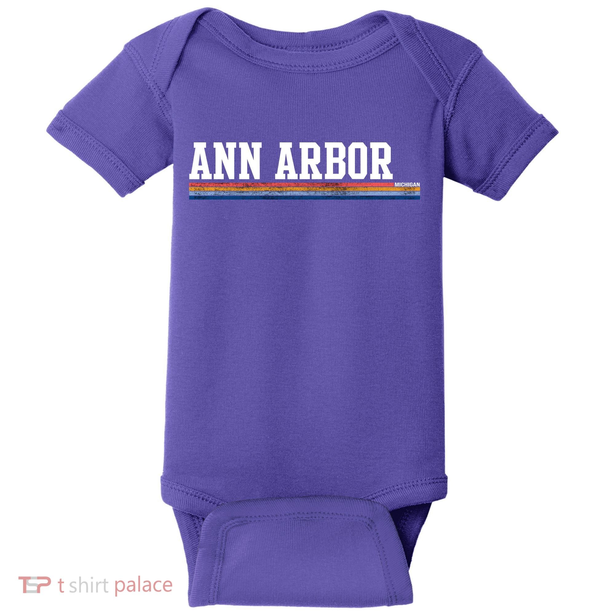 Ann Arbor Michigan Retro Logo Baby Bodysuit
