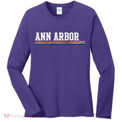 Ann Arbor Michigan Retro Logo Women's Long Sleeve Shirt