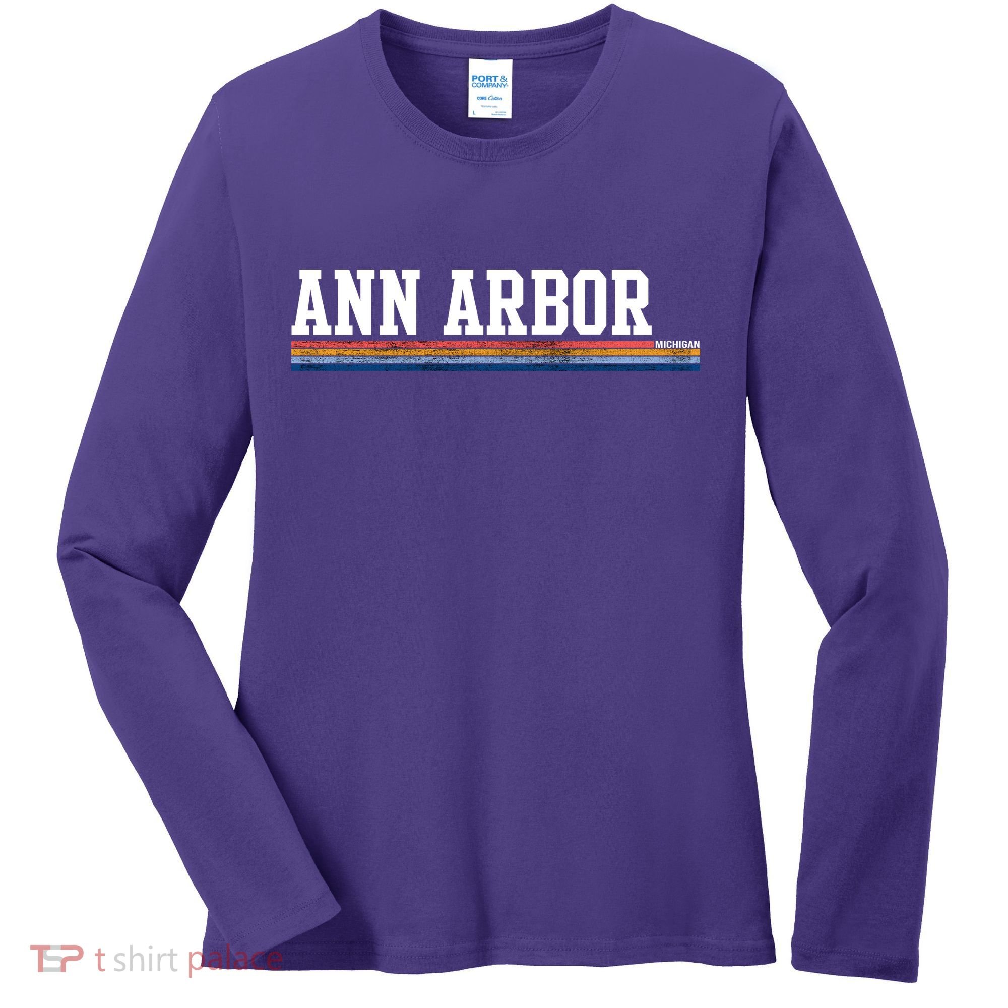 Ann Arbor Michigan Retro Logo Women's Long Sleeve Shirt