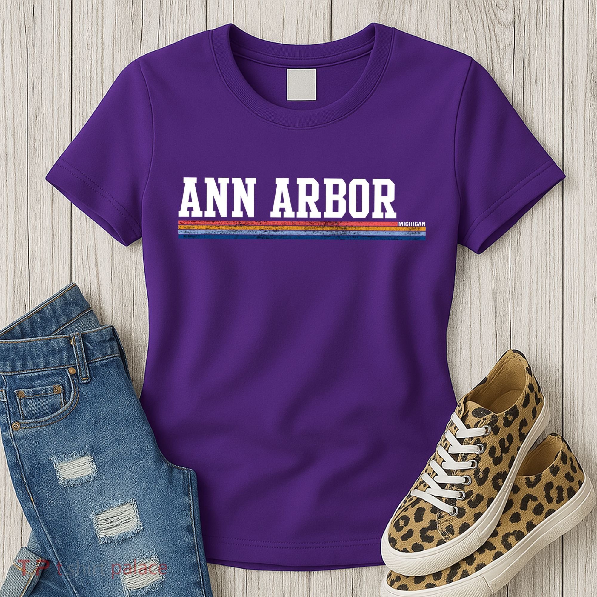 Ann Arbor Michigan Retro Logo Women's T-Shirt