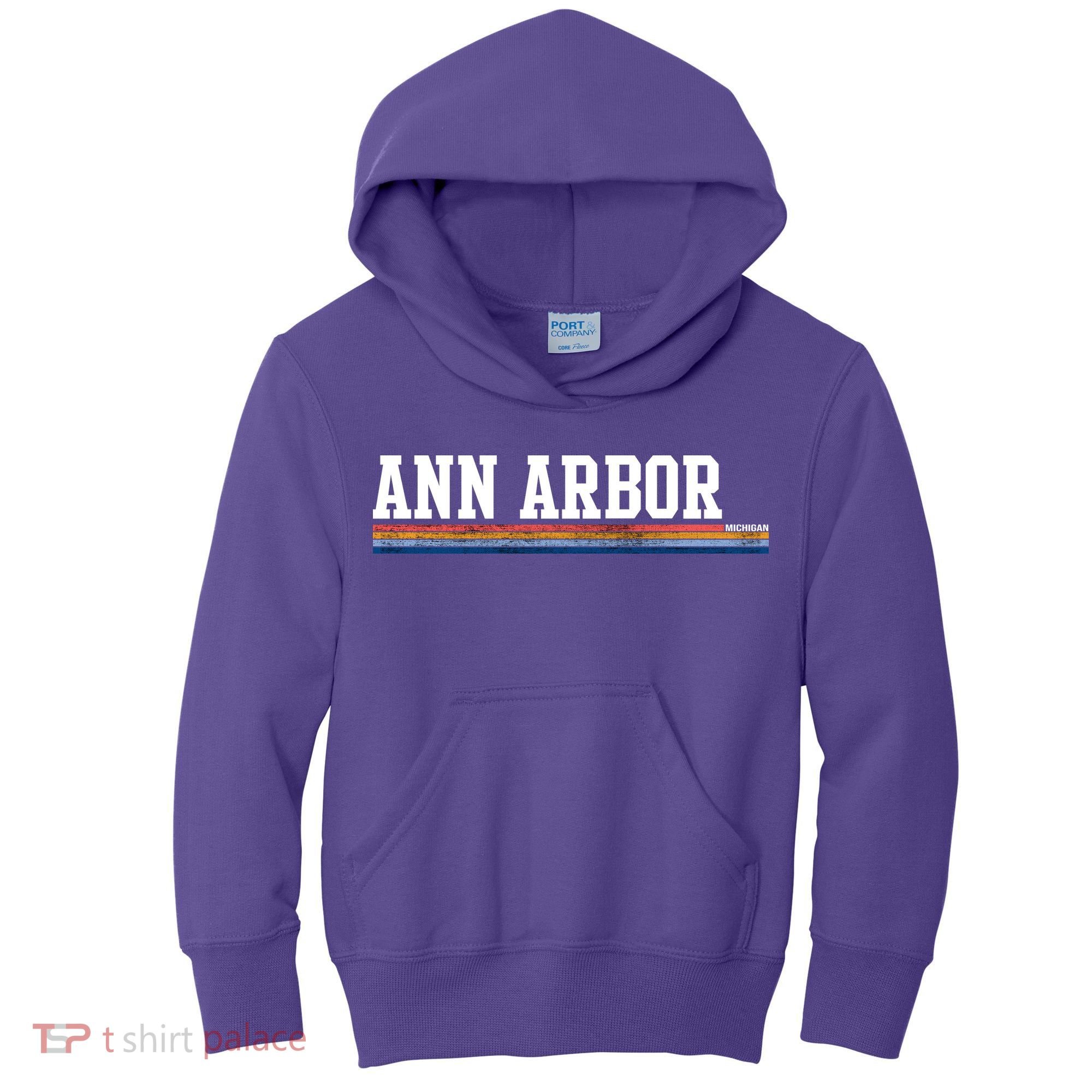 Ann Arbor Michigan Retro Logo Kids Hoodie