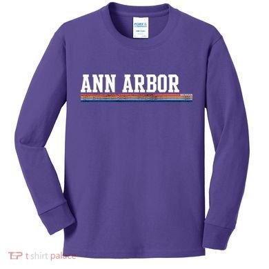 Ann Arbor Michigan Retro Logo Kids Long Sleeve Shirt