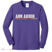 Ann Arbor Michigan Retro Logo Kids Long Sleeve Shirt thumb 0