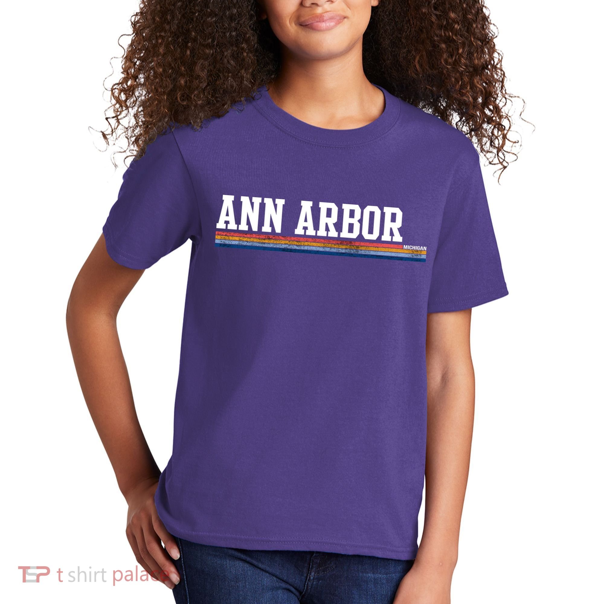 Ann Arbor Michigan Retro Logo Kids T-Shirt