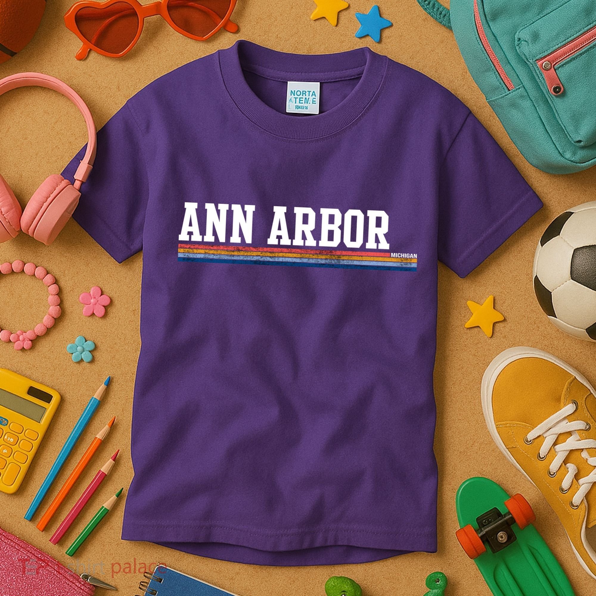 Ann Arbor Michigan Retro Logo Kids T-Shirt