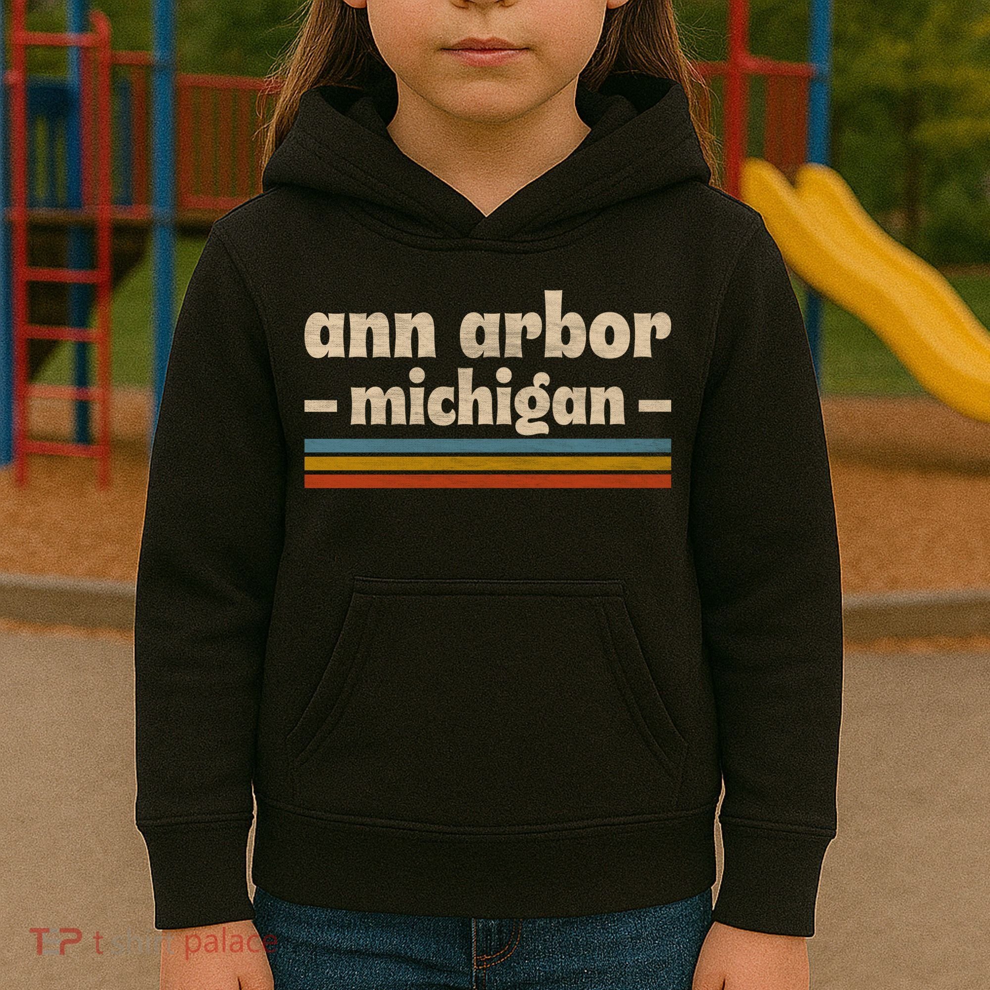Ann Arbor Michigan Retro Kids Hoodie