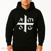 Amdg Ad Majorem Dei Gloriam Big Jesuit Cross Hoodie thumb 2
