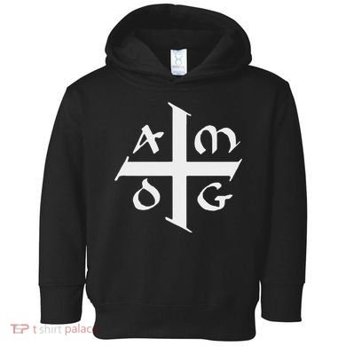 Amdg Ad Majorem Dei Gloriam Big Jesuit Cross Toddler Hoodie