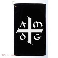 Amdg Ad Majorem Dei Gloriam Big Jesuit Cross Golf Towel thumb 0