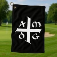 Amdg Ad Majorem Dei Gloriam Big Jesuit Cross Golf Towel thumb 1