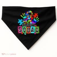 Autism Awareness Month Ribbon Support Squad USA-Made Doggie Bandana thumb 0