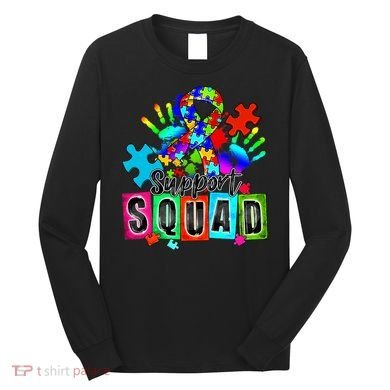 Autism Awareness Month Ribbon Support Squad Long Sleeve Shirt