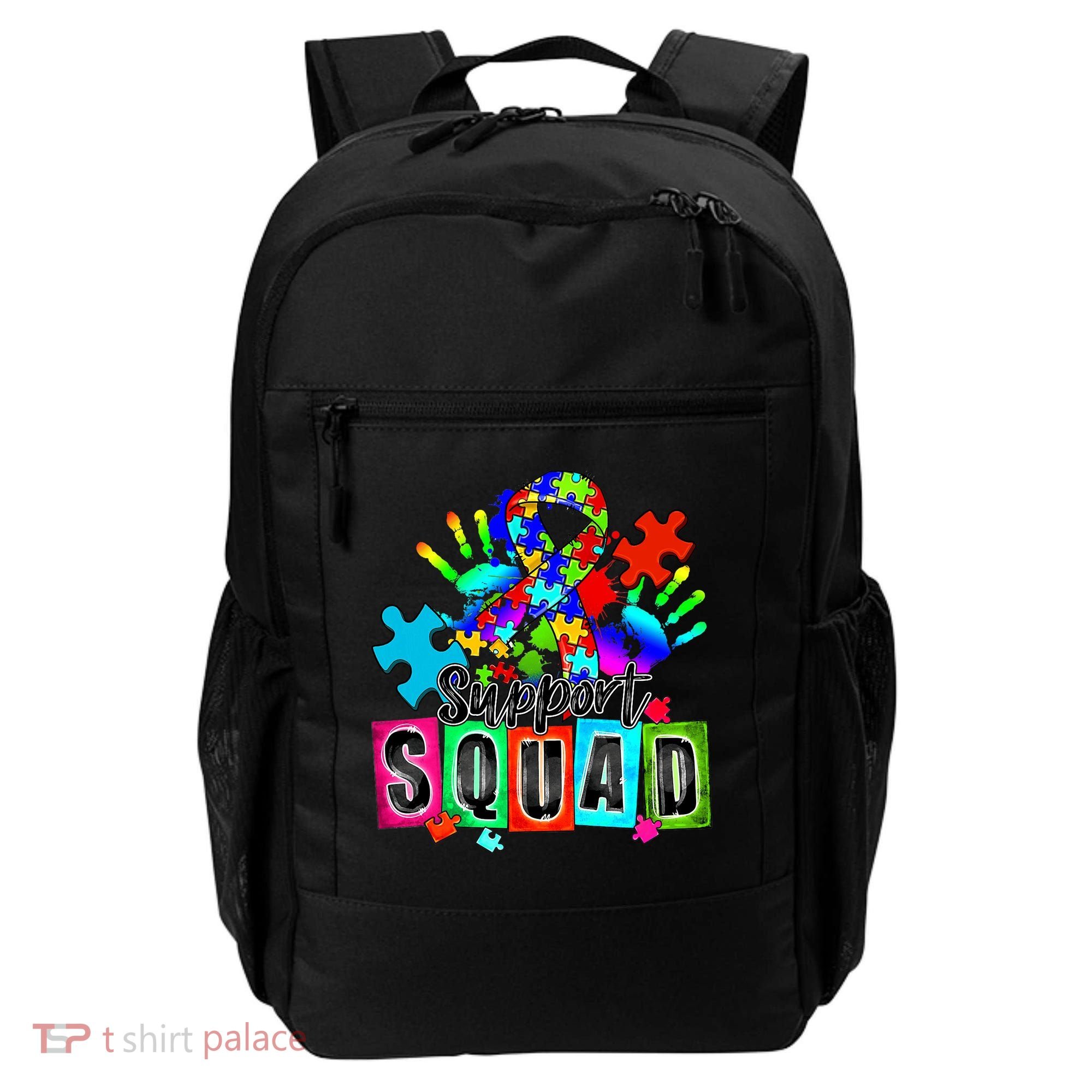 Autism Awareness Month Ribbon Support Squad Backpack