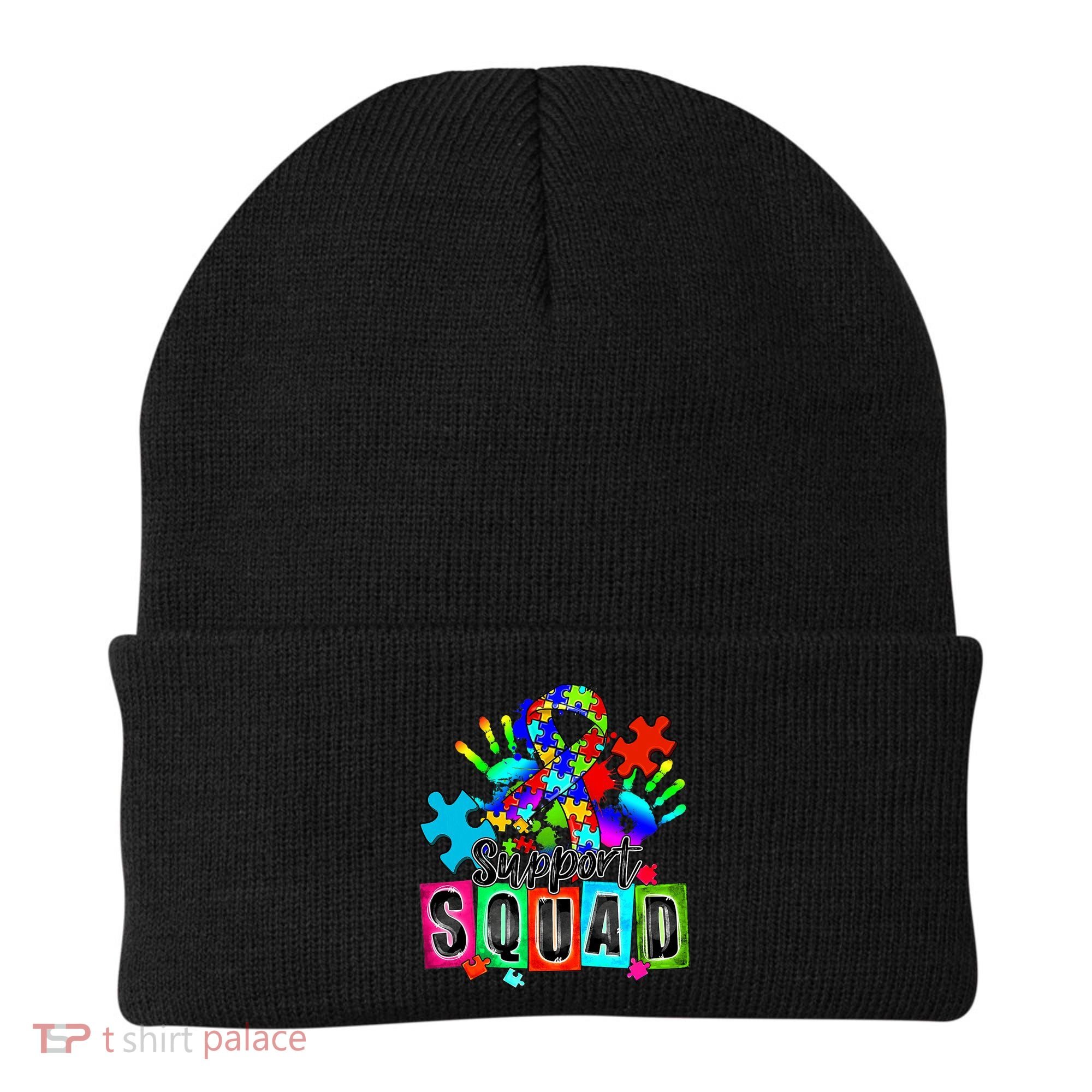 Autism Awareness Month Ribbon Support Squad Beanie