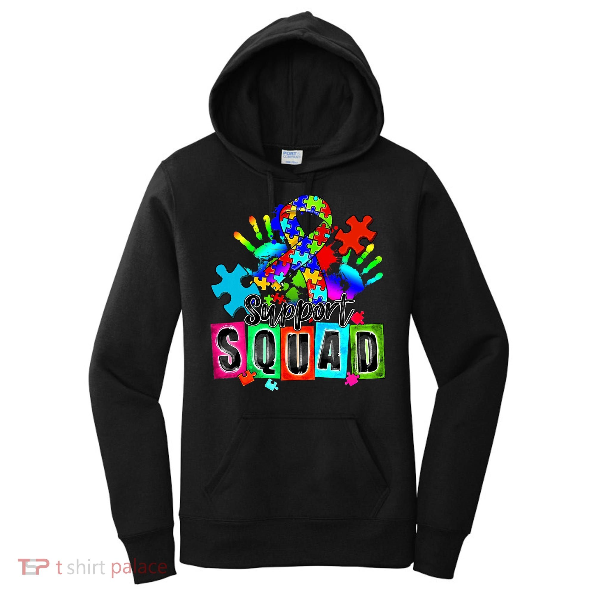 Autism Awareness Month Ribbon Support Squad Women's Hoodie