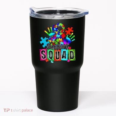 Autism Awareness Month Ribbon Support Squad Tumbler