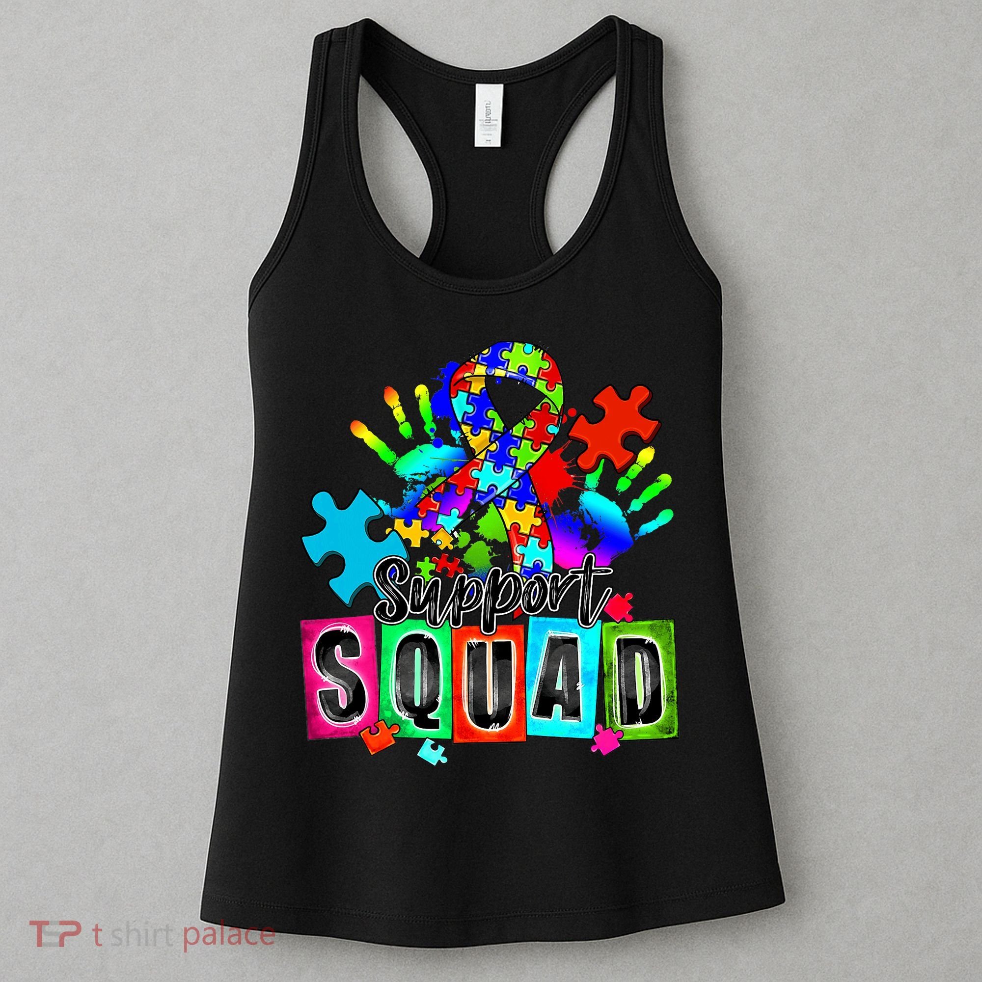 Autism Awareness Month Ribbon Support Squad Women's Tank Top