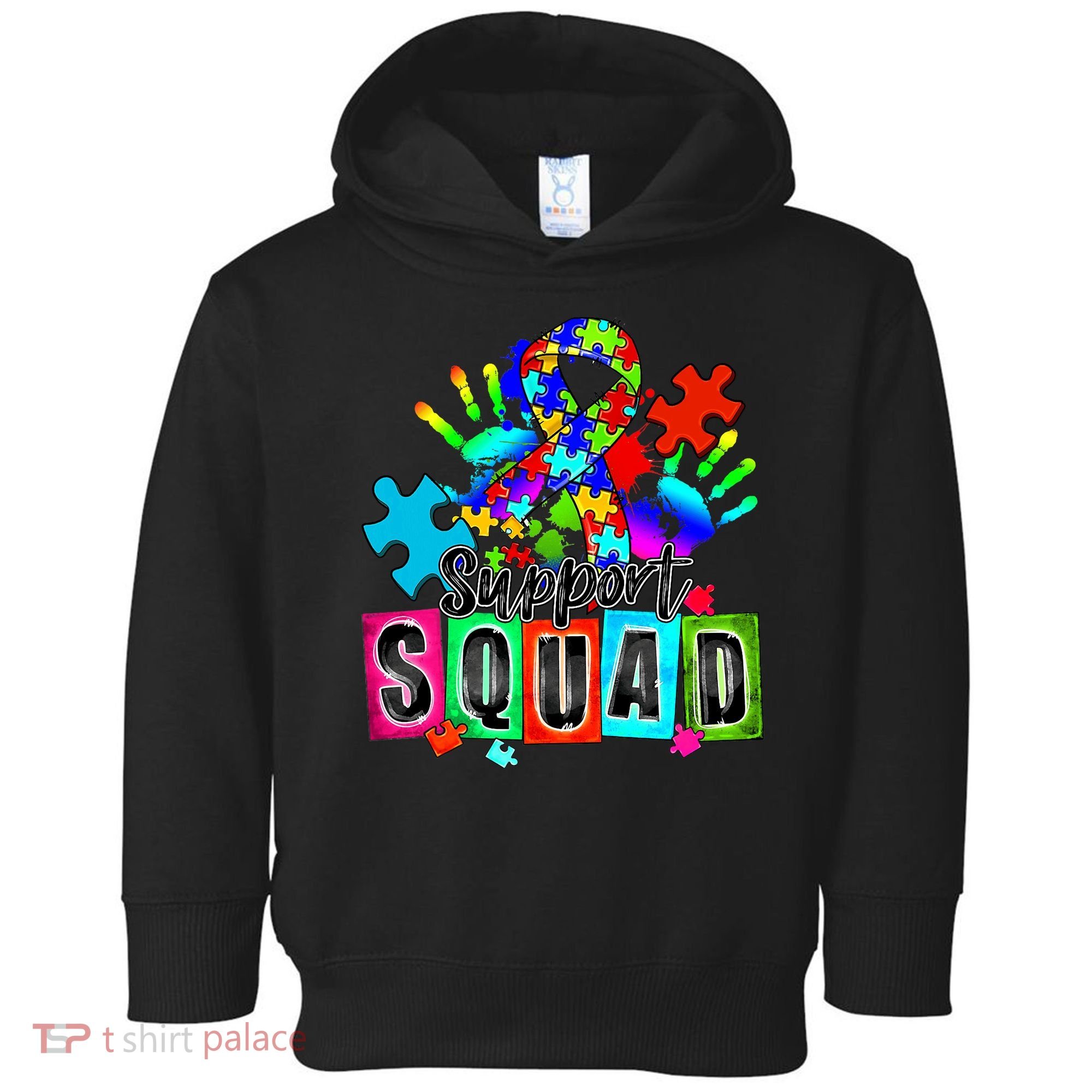 Autism Awareness Month Ribbon Support Squad Toddler Hoodie