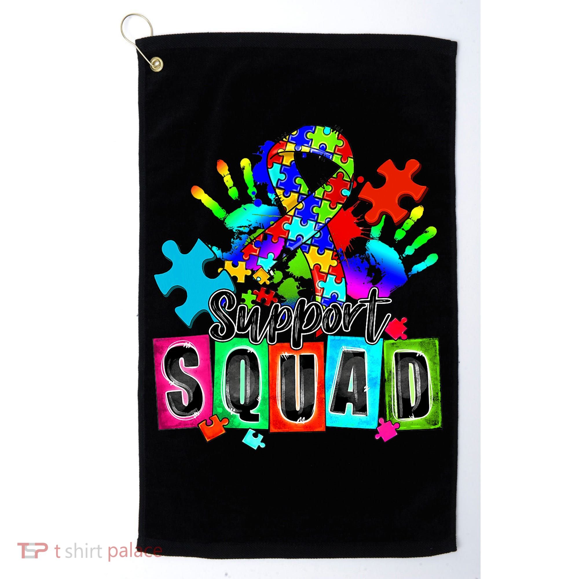 Autism Awareness Month Ribbon Support Squad Golf Towel