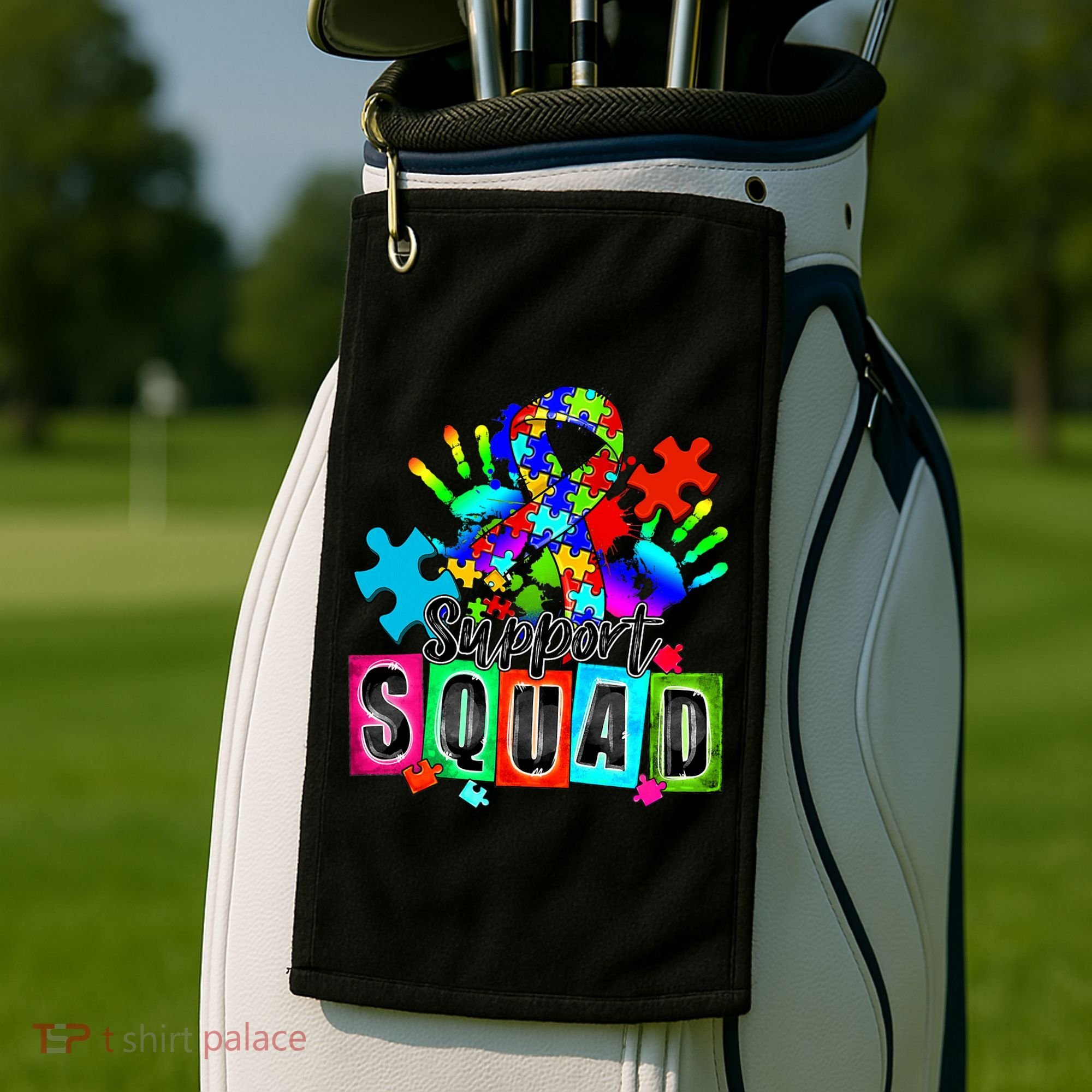 Autism Awareness Month Ribbon Support Squad Golf Towel